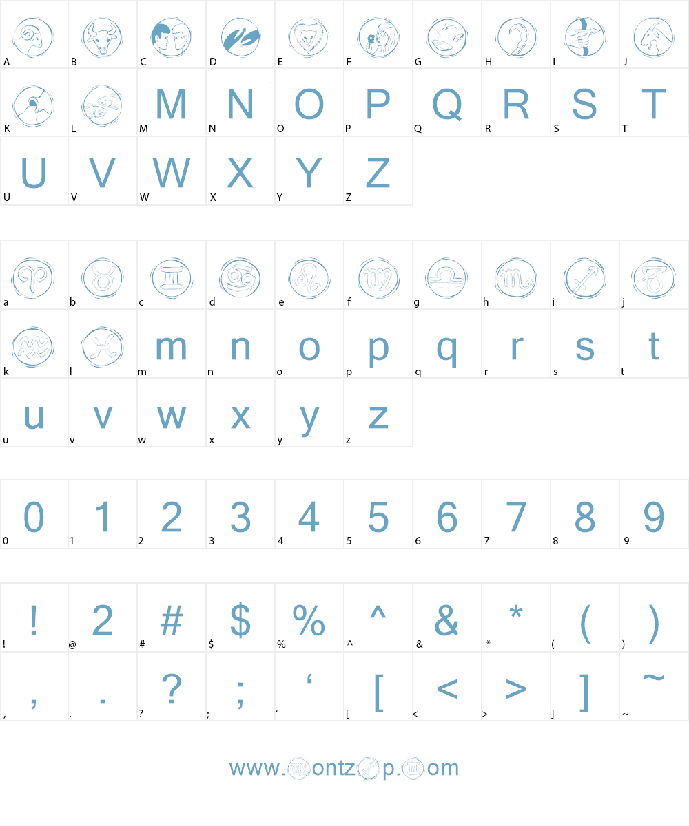 KR Astro 2 Font Character
